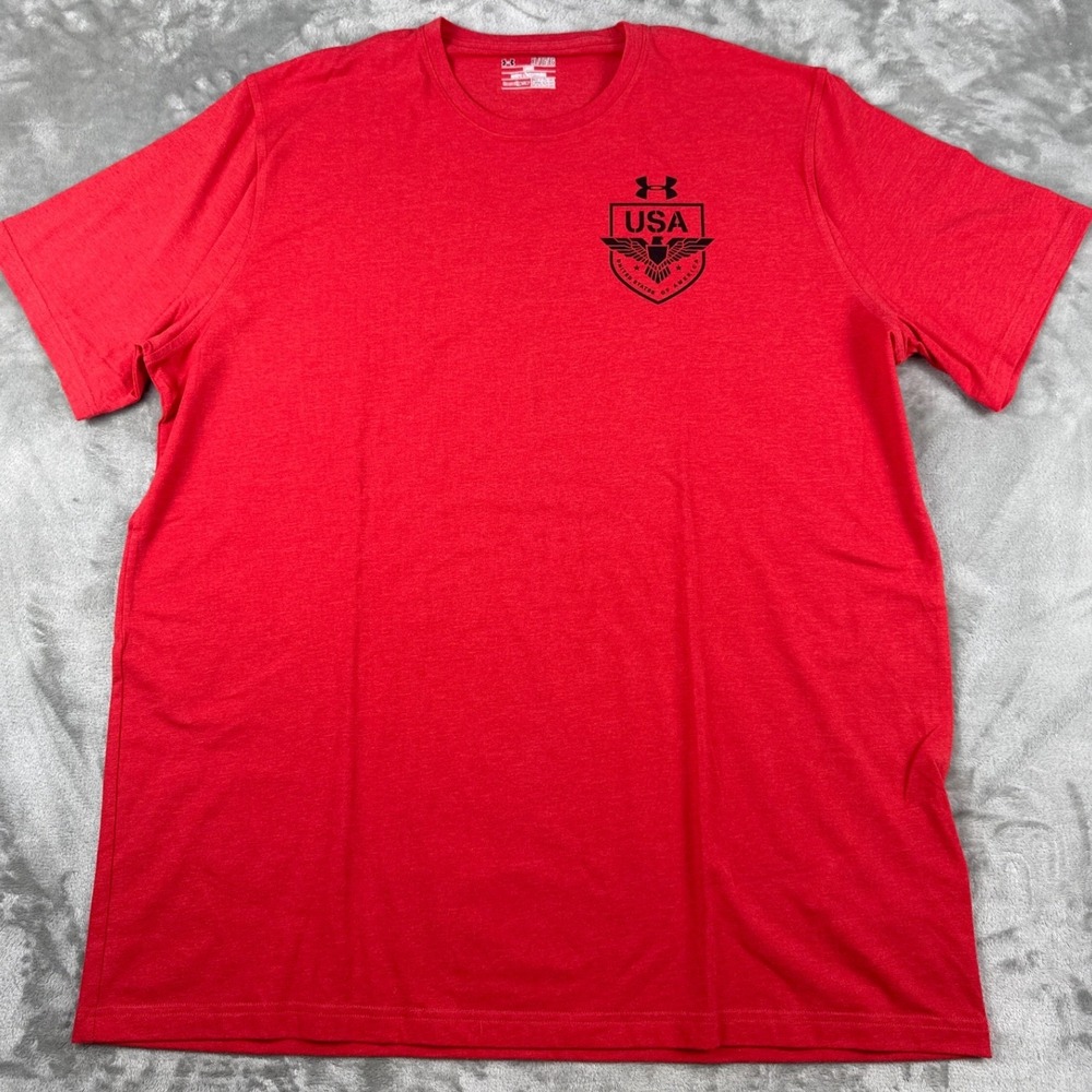Under‎ Armour HeatGear Mens XL Red USA Eagle Graphic Loose Fit Athletic T-Shirt